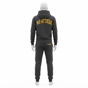 <b>mens</b> charcoal gray hoodie tracksuit set gold embroidery <b>pullover</b> sweatshirt jogger pants sportswear training running gym fitness - Product Image 3