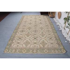 Classique Beige Vert Vintage Tapis Turc 5.6X9.5 pieds Laine Seagrass Latex Support pour La Maison Salon Patchwork pour Les Adolescents - Product Image 4