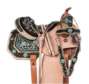Sillín occidental de caballo de cuero genuino de calidad superior Sillín occidental de carreras de barril para montar a caballo - Product Image 4