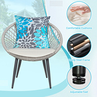 Chaise de bistrot d'extérieur moderne et durable en rotin tressé, imperméable, pour balcon, patio, salle à manger, salon, parc - Collection Leisure Life