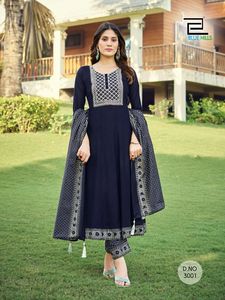 Style Bollywood à la mode femmes Reyon Kurti fête d'été Anarkali Kurti ensemble avec dupatta pour les femmes pour tous les vêtements - Product Image 3