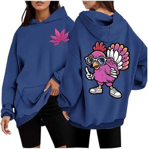 New Women's Winter Warm Hoodie Thanksgiving Hoodie <b>Purple</b> Turkey Print Casual Long Sleeve Style women customize <b>hoodies</b> - Product Image 5