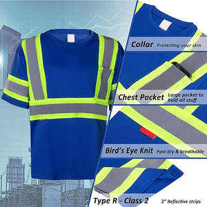 <b>High</b> Visibility Short Sleeve Reflective Safety <b>T</b> <b>Shirt</b> Men Heavy Duty Hi <b>Vis</b> <b>Shirt</b> Safety Moisture - Product Image 6