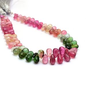 AAA + Multi Tourmaline 4x6mm-6x9mm Lisse Larme Briolette Bonbons Naturels Tourmaline Pierres Précieuses Gouttes Perles pour Bijoux - Product Image 5