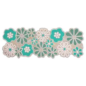 Nappe de table arrière en satin brodée à la main et perlée, motif floral, entretien facile, multicolore, légère (1200g), polyvalente pour la maison - Product Image 1