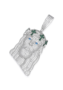 Colgante de Cruz Verde de Jesús, Plata 925 con Piedras de Moissanita VVS, Chapado en Oro de 14K y Rodio, Estilo Religioso Cristiano, Regalo - Product Image 3