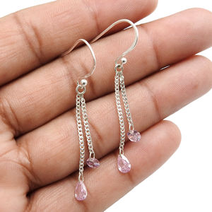 Meilleure vente nouveau Design 925 argent Sterling rose zircon cubique luxe boucles d'oreilles pour femme filles bijoux faits à la main inde - Product Image 3