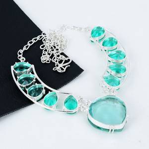 Gargantillas elegantes de Plata de Ley 925 con diseño de lágrima, collar granate con bisel de piedras preciosas, cadena de eslabones de moda para mujer, fiesta de boda - Product Image 3