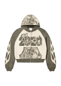 Sudadera Premium de Estilo Urbano con Estampado Personalizado, Bordado Desgastado y Pedrería, Sudadera Extra Grande Lavada OEM - Product Image 5