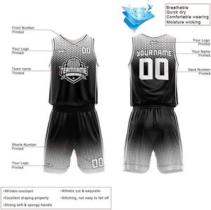 Uniforme de basket-ball réversible personnalisé de haute qualité, unisexe, motif 3D, sans manches, respirant, à séchage rapide, t-shirt athlétique personnalisé - Product Image 2
