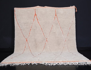 Impresionante alfombra marroquí Beni Ourain naranja marfil hecha a mano lana genuina Amazighi alfombras personalizadas decoración del hogar alfombra personalizada - Product Image 4