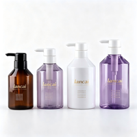 Bouteilles de gel douche à large ouverture 300ml 400ml 600ml, bouteilles PET ambrées 500ml à épaule inclinée pour nettoyant visage, shampoing, parfum