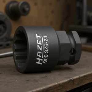 Hazet 1/2'' Short Square <b>12</b>-<b>Point</b> <b>Socket</b> with Traction Profile and Borehole - Product Image 3