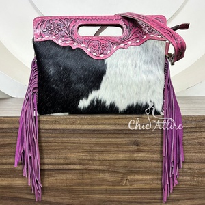 Exclusif de qualité supérieure 2025 sacs à main en cuir de vachette usinés à la main personnalisés sacs à franges à fermeture éclair - Product Image 1