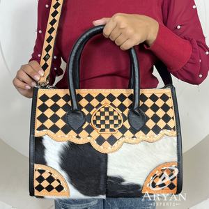 2025, nueva moda para mujer, bolsos de mano de cuero a cuadros tostados y negros, bolso de moda Popular, bolso cruzado de gran capacidad - Product Image 1