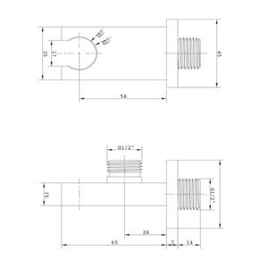 Otomondo Pack 1 presa acqua rettangolare in ottone cromato con attacco doccia accessori per rubinetto da bagno - Product Image 2