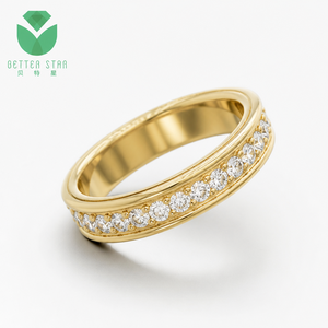 Bague de mariage Betterstar classique en or jaune 18 carats avec diamant de laboratoire taille ronde couleur <span class=keywords><strong>D</strong></span>, sertie en canal, certifiée IGI, pour femmes et hommes - Product Image 2