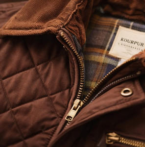 <b>Men</b> Classic Brown Quilted <b>Jacket</b> Premium Padded Insulated Warm Coat Vintage Style <b>Corduroy</b> Collar Casual Outdoor Lightweight - Product Image 6