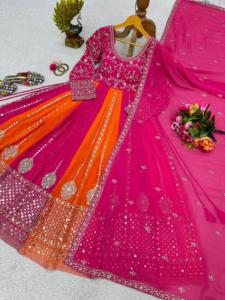 Lahenga choli อินเดียแบบดั้งเดิมสีสวยและพิมพ์ด้วยผ้าไหมเนย lehnga choli ชุดสตรีสไตล์ราจา