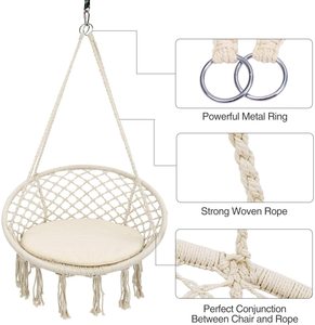 Hiện Đại Macrame Treo Ghế Cho Người Lớn & Trẻ Em Kem Bông Võng Đu Cho Ngoài Trời Ban Công Tay Dệt - Product Image 3