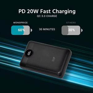 Compact léger 20000mAh PD 20W charge rapide batterie externe haute capacité conception étanche affichage LED Interface d'entrée USB DC - Product Image 2