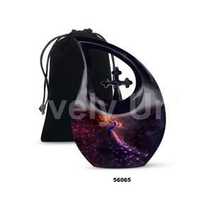 Urna de adulto de cremación de pavo real con gota de lágrima negra mate para cenizas humanas, urna cruzada de recuerdo decorativa con bolsa de terciopelo gratis - Product Image 3