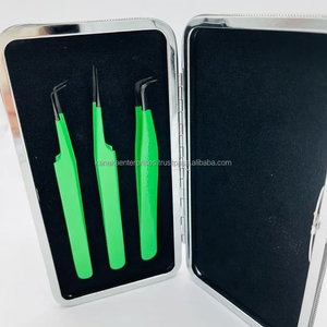 <b>Green</b> Neon Coated Stainless Steel Eyelash Extension Tweezers Soft Smooth Precision Isolation Lash Tweezers Sustainable Custom - Product Image 4