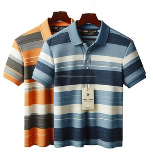 Polos a rayas teñidos con hilo de algodón 100% hechos a medida, Piqué de punto, manga corta, estilos ajustados con MOQ flexible - Product Image 3