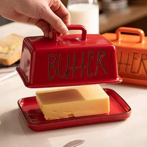 Vajilla de gran venta, servidor de mantequilla para desayuno y bandeja para utensilios de cocina, plato de mantequilla, queso rojo de acero inoxidable y guardián de mantequilla - Product Image 4