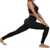 Leggings de yoga pour femmes avec cordon de serrage, taille en V, 100 % coton, séchage rapide, effet push-up, ensemble de fitness deux pièces, vente en gros