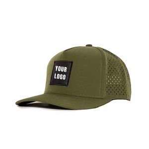 Gorra de Golf de 5 Paneles con Logotipo Personalizado en la Parte Delantera, Etiqueta Tejida Interna, Orificios Cortados con Láser, Impermeable, Ajustable - Product Image 1