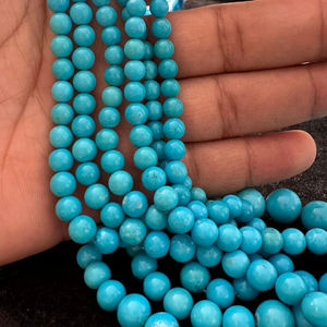 Perles rondes lisses turquoise naturelle 4mm à 9mm perles de pierres précieuses véritables pour l'artisanat de bijoux - Product Image 4