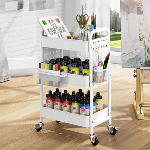 Chariot enduit de poudre blanche pour l'utilisation d'hôtel et de restaurant Chariot décoratif et classique de conception avec la roue Facile à transporter des articles. - Product Image 5