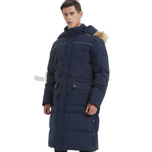 Abrigo largo de plumón para hombre, Maxi chaqueta acolchada gruesa, Parka de plumón azul marino de longitud completa, ropa de abrigo cálida para invierno - Product Image 1