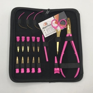 Pink Gold Professional Surgical Grade Stainless Steel <b>Hair</b> Extension Plier Kit Set Reusable <b>Hair</b> <b>Sectioning</b> <b>Clips</b> Parting Tools - Product Image 4