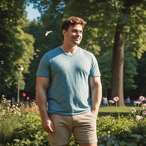 T-shirt à manches courtes pour homme, taille plus, col rond, 100% coton jersey, personnalisable, OEM - Product Image 3