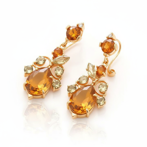 Yellow Onyx 8mm Round 15*23mm CZ <b>Earrings</b> for Women 925 Sterling Silver 18K <b>Gold</b> Plated <b>Dangle</b> Gemstone Jewelry Gift - Product Image 3