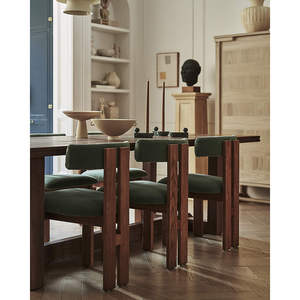 Elegante Silla de Comedor Moderna de Madera Maciza Natural para Interiores con Cojín Impermeable Color Oliva para el Hogar y el Comedor de Restaurantes - Product Image 6