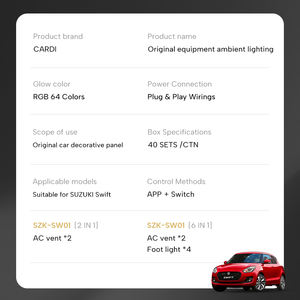 ไฟแอมเบียนท์ในรถยนต์ของแท้สำหรับ <span class=keywords><strong>Suzuki</strong></span> <span class=keywords><strong>Swift</strong></span> ไฟ LED ช่องแอร์รถยนต์ อุปกรณ์ตกแต่งรถยนต์ ไฟสำหรับดัดแปลงรถยนต์ - Product Image 6