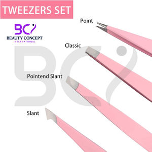 Pince à épiler pour poils incarnés, 4 pièces, en acier inoxydable, à pointe inclinée, durable et facile à nettoyer, couleur rose, nouveau design 2026 - Product Image 3