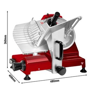 Rebanadora de Carne Comercial de 10''/250 mm, Alimentación por Gravedad, 150 W, 0.212 mm, Corte de 160 mm, Roja - Product Image 1
