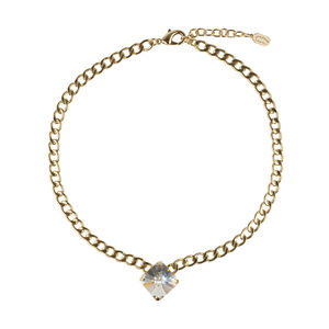 Collier en laiton de haute qualité pour femme, fabriqué en Italie, avec pierre carrée en CRISTAL - Product Image 1