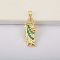 Pendentif Saint Jude Thadée plaqué or en gros QIKU, breloques religieuses chrétiennes à thème apôtre vintage pour la fabrication de bijoux