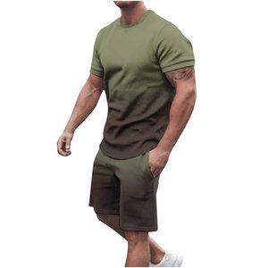 Chándal para hombre, conjuntos cortos, trajes de 2 piezas, chándales de verano a la moda, camisa de manga corta y pantalones cortos, conjunto para correr con bolsillos - Product Image 1