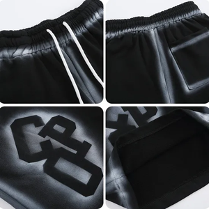 Custom Vintage Streetwear Washed Grey Shorts Algodón en blanco French Terry Mens Acid Wash Shorts - Product Image 6