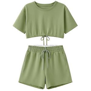 Ensemble de shorts pour femmes de qualité supérieure, tissu en polyester confortable, logo personnalisé, vêtements de sport tendance, approvisionnement en gros - Product Image 5