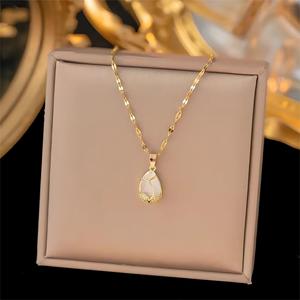 Оптовая продажа, модные золотые ожерелья из нержавеющей стали, объемная партия, водонепроницаемые кубические циркониевые ожерелья, модные ювелирные изделия для женщин - Product Image 3