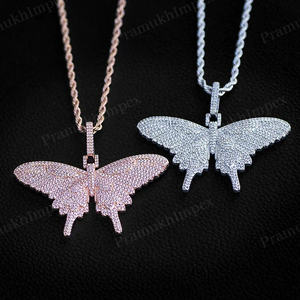 Pendentif spirituel en argent sterling 925 plaqué or rose Moissanite Full Ice Out personnalisé Hip Hop Butterfly Charm au prix de gros - Product Image 3