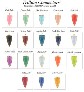 Trillion shape Checker cut Black Jade DIY conector de fianza única 18K Ajuste de bisel chapado en oro que hace suministros de conectores colgantes - Product Image 2