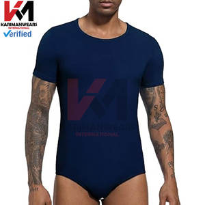 Custom <b>Mens</b> <b>Onesie</b> Bodysuit Stretch Cotton Spandex Round Neck Romper Pajamas OEM Bulk Price Wholesalers - Product Image 3